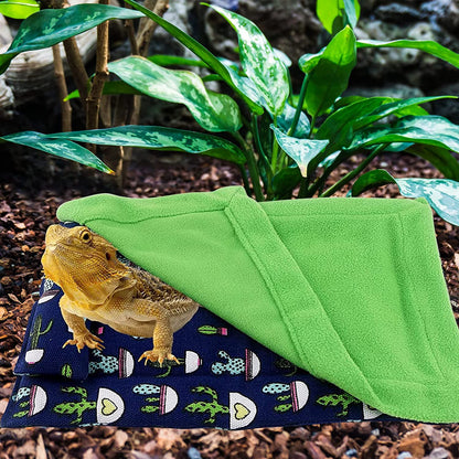 Bearded Dragon Bed with Pillow Lizard Sleeping Bag Blanket Soft Warm Hideout Terrariums Accessories for Reptile Lizard Bearded Dragon (Blue)